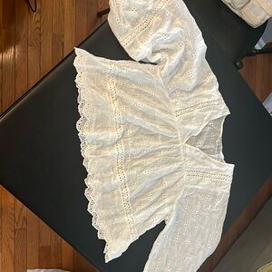 Beautiful summer white blouse, eyelet pattern very flirty size medium